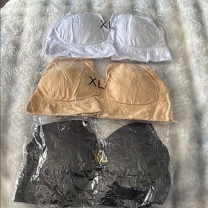 Set of Three Sports Bras - White, Beige, Black